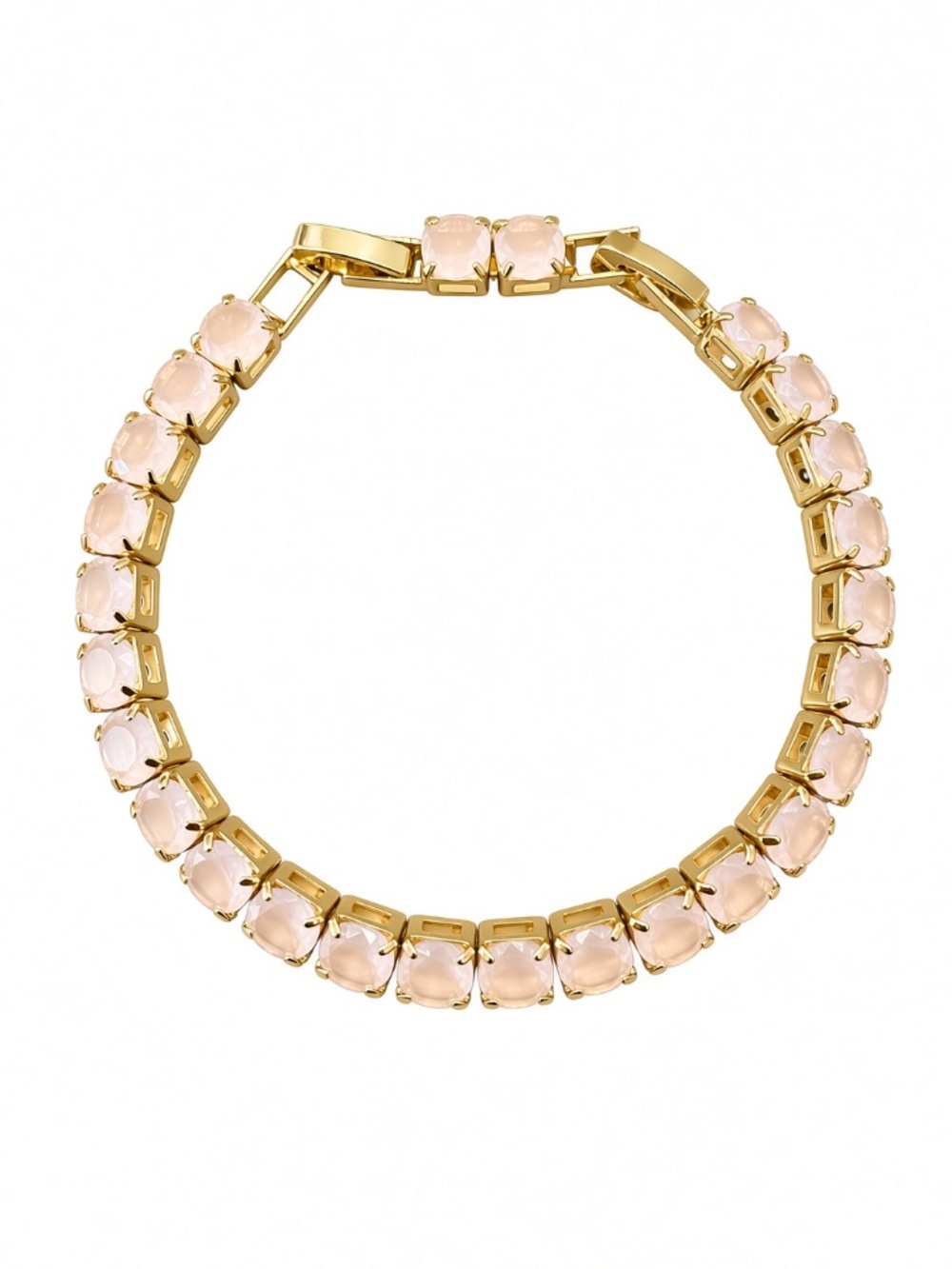 Elegant Blush Pink & Gold-Tone Tennis Bracelet
